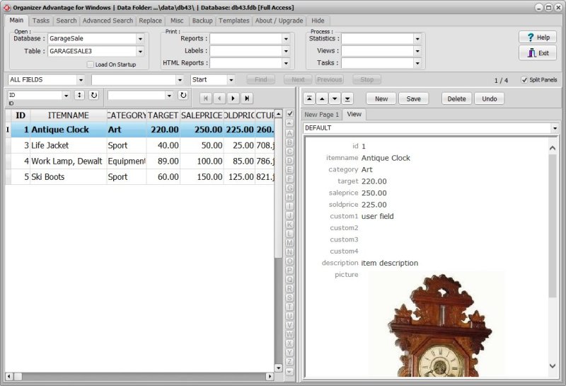 Garage Sale Inventory Software for Windows PCs view